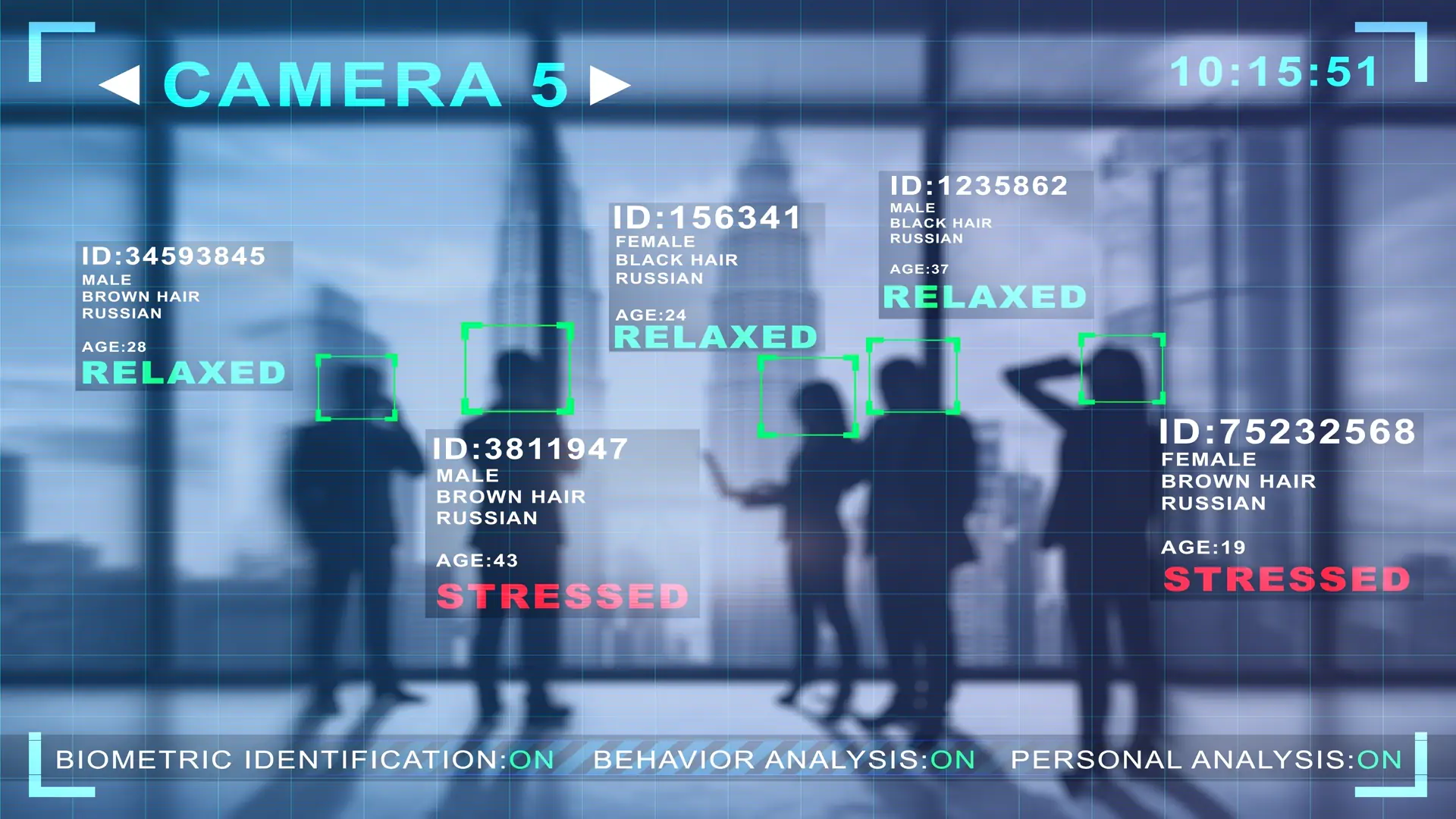 Abstract image of businessmen and women in blurry office