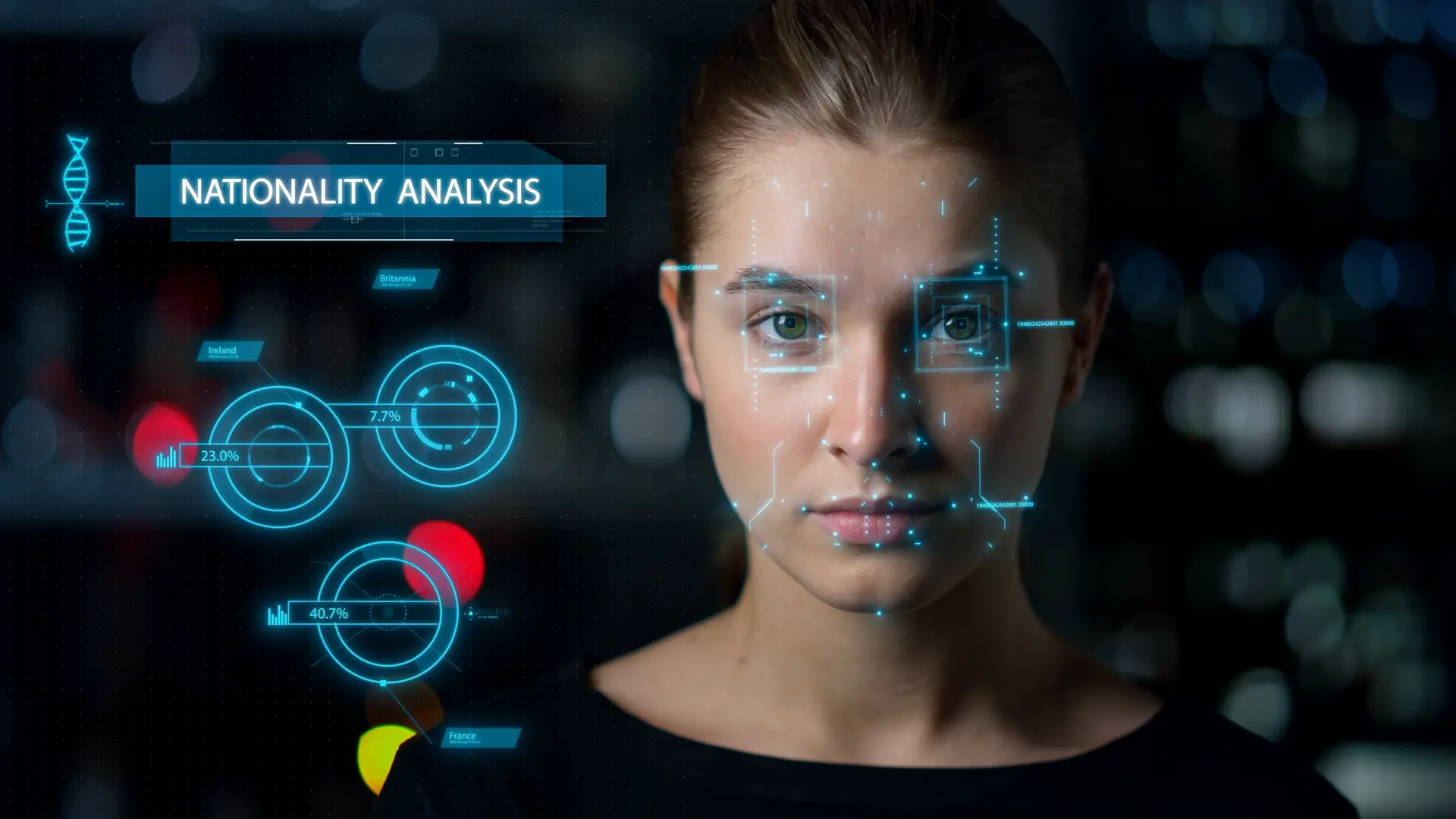 Technological face scan system analyzing biometrics