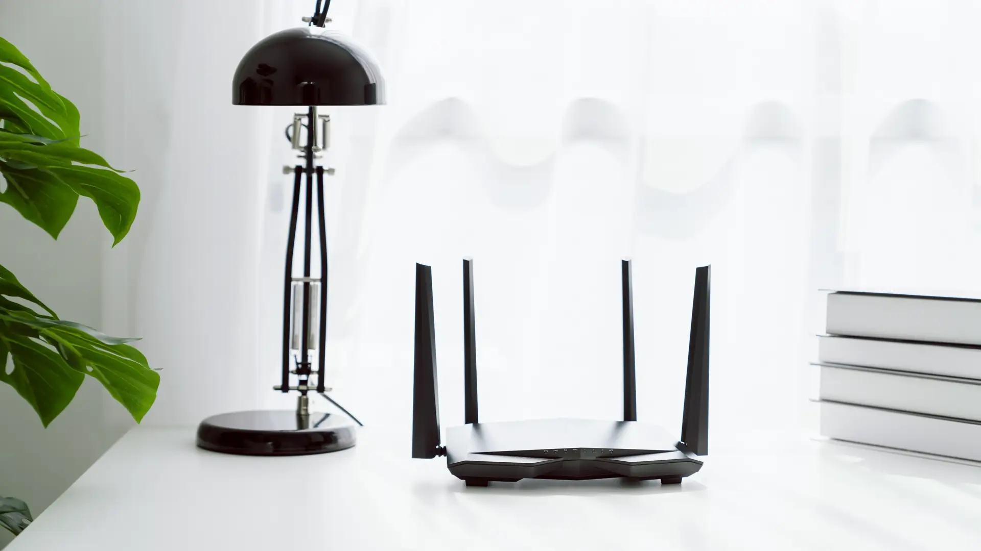 Wi-Fi router on table in room
