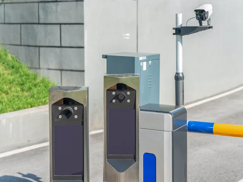 Closeup of automatic parking lot identification system
