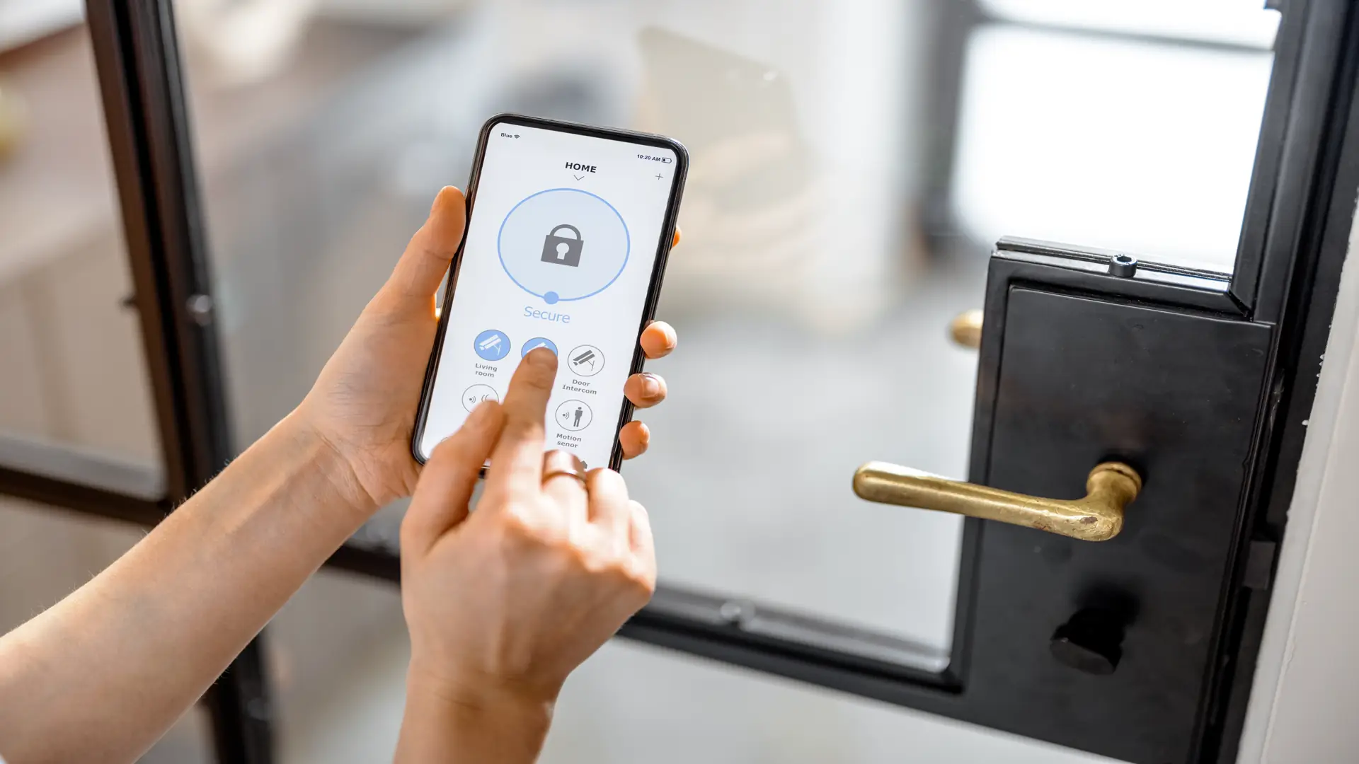 Smartphone with security app launched